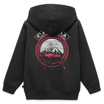 Kanada Ahorn Herkunft Geschenk - Kinder Premium Organic Zip Hoodie - Schwarz - Hinten - AI Model Kid Male (0cm)