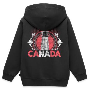 Kanada Schnee Herkunft - Kinder Premium Organic Zip Hoodie - Schwarz - Hinten - AI Model Kid Male (0cm)