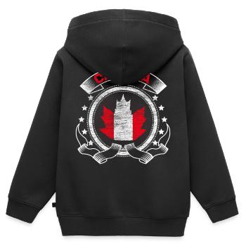Kanada Ahorn - Kinder Premium Organic Zip Hoodie - Schwarz - Hinten - AI Model Kid Male (0cm)