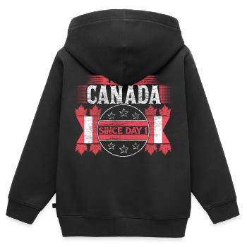 Kanada Schnee Herkunft Geschenkidee - Kinder Premium Organic Zip Hoodie - Schwarz - Hinten - AI Model Kid Male (0cm)