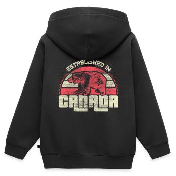 Kanada Ahorn Herkunft - Kinder Premium Organic Zip Hoodie - Schwarz - Hinten - AI Model Kid Male (0cm)