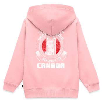 Idée cadeau du pays de naissance du wapiti du Canada - Sweat Premium à capuche zippé enfant bio - rose - Dos - AI Model Kid Female (0cm)