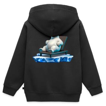 Polar Bear Sunglasses Chaise longue Ice floe - Sweat Premium à capuche zippé enfant bio - noir - Dos - AI Model Kid Male (0cm)