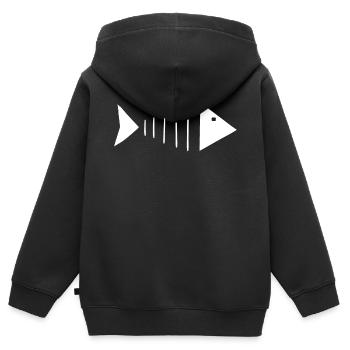 Fischgräte Fisch Angler Fischer - Kinder Premium Organic Zip Hoodie - Schwarz - Hinten - AI Model Kid Male (0cm)