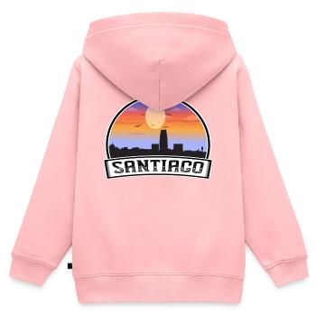 Santiago Chile Skyline Vintage Sunset Travel Souve - Kinder Premium Organic Zip Hoodie - Rosa - Hinten - AI Model Kid Female (0cm)