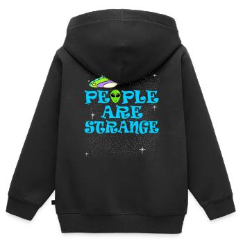 People Are Strange T-shirt Design Aliens Peculiar - Kinder Premium Organic Zip Hoodie - Schwarz - Hinten - AI Model Kid Male (0cm)