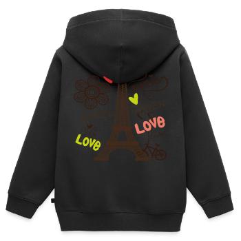 Paris Eiffelturm Arc de Triomphe Liebe aus Frankre - Kinder Premium Organic Zip Hoodie - Schwarz - Hinten - AI Model Kid Male (0cm)