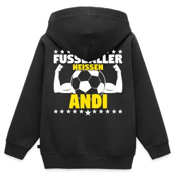Andi - Die Besten Fußballer heißen Andi - Kinder Premium Organic Zip Hoodie - Schwarz - Hinten - AI Model Kid Male (0cm)
