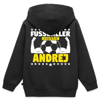 Andrej - Die Besten Fußballer heißen Andrej - Kinder Premium Organic Zip Hoodie - Schwarz - Hinten - AI Model Kid Male (0cm)
