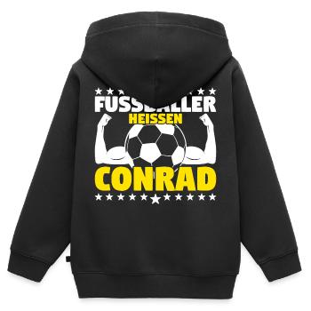 Die besten Fußballer heißen Conrad - Kinder Premium Organic Zip Hoodie - Schwarz - Hinten - AI Model Kid Male (0cm)