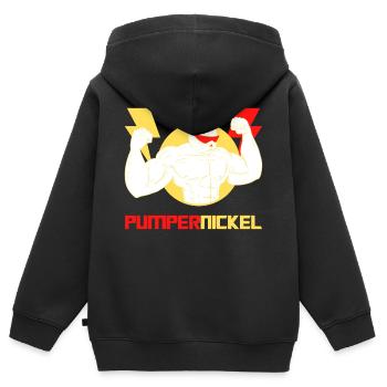 Pumpernickel - Fitness Gym - Workout Bodybuilding - Kinder Premium Organic Zip Hoodie - Schwarz - Hinten - AI Model Kid Male (0cm)