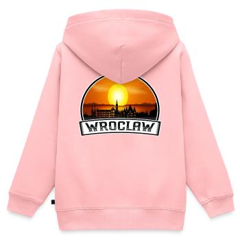 Wroclaw Pologne Skyline Vintage Sunset Travel Souve - Sweat Premium à capuche zippé enfant bio - rose - Dos - AI Model Kid Female (0cm)