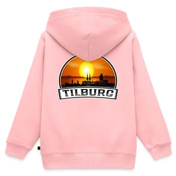 Tilburg Niederlande Skyline Vintage Sunset Travel - Kinder Premium Organic Zip Hoodie - Rosa - Hinten - AI Model Kid Female (0cm)