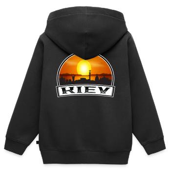 Kiew Ukraine Skyline Vintage Sonnenuntergang Reise Souveni - Kinder Premium Organic Zip Hoodie - Schwarz - Hinten - AI Model Kid Male (0cm)