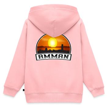 Amman Jordanie Skyline Vintage Sunset Travel Souveni - Sweat Premium à capuche zippé enfant bio - rose - Dos - AI Model Kid Female (0cm)