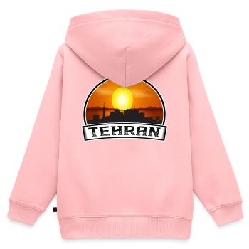 Teheran Iran Skyline Vintage Sonnenuntergang Reise Souvenir - Kinder Premium Organic Zip Hoodie - Rosa - Hinten - AI Model Kid Female (0cm)