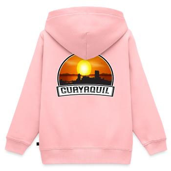 Guayaquil Equador Skyline Vintage Sunset Travel So - Kinder Premium Organic Zip Hoodie - Rosa - Hinten - AI Model Kid Female (0cm)