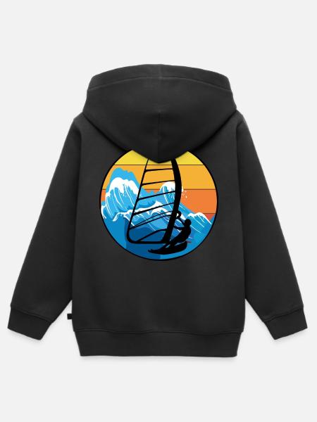 Windsurfen Windsurfen Windsurfer Surfen Wassersport - Kinder Premium Organic Zip Hoodie - Schwarz