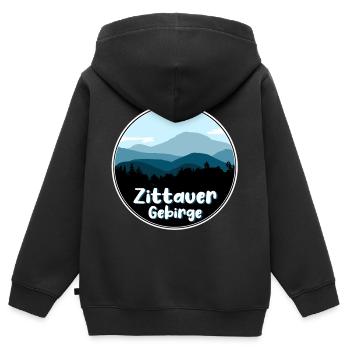 Zittauer Gebirge - Kinder Premium Organic Zip Hoodie - Schwarz - Hinten - AI Model Kid Male (0cm)