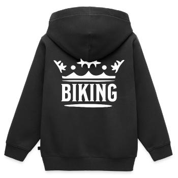 Biking - Kinder Premium Organic Zip Hoodie - Schwarz - Hinten - AI Model Kid Male (0cm)
