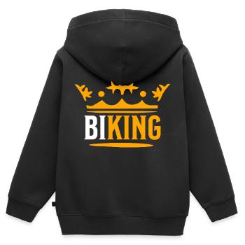 Biking - Kinder Premium Organic Zip Hoodie - Schwarz - Hinten - AI Model Kid Male (0cm)
