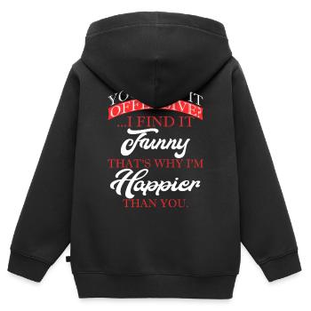 Du findest es beleidigend Ich finde es lustig, deshalb - Kinder Premium Organic Zip Hoodie - Schwarz - Hinten - AI Model Kid Male (0cm)