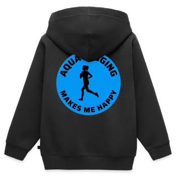 Deep Water Aqua jogging Pool Running Fitness - Sweat Premium à capuche zippé enfant bio - noir - Dos - AI Model Kid Male (0cm)