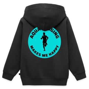 Deep Water Aqua jogging Pool Running Fitness - Sweat Premium à capuche zippé enfant bio - noir - Dos - AI Model Kid Male (0cm)
