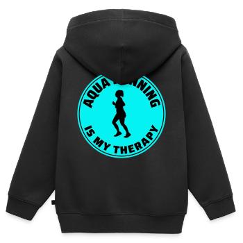Deep Water Aqua jogging Pool Running Fitness - Sweat Premium à capuche zippé enfant bio - noir - Dos - AI Model Kid Male (0cm)