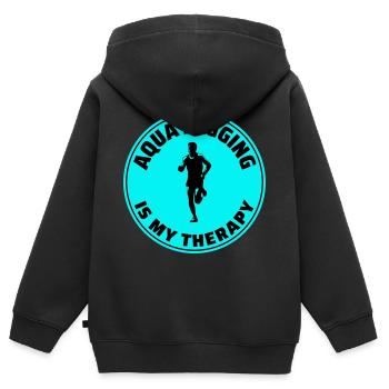 Deep Water Aqua jogging Pool Running Fitness - Sweat Premium à capuche zippé enfant bio - noir - Dos - AI Model Kid Male (0cm)