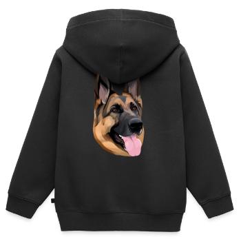 Deutscher Schäferhund Gesichtskunstwerk - Kinder Premium Organic Zip Hoodie - Schwarz - Hinten - AI Model Kid Male (0cm)