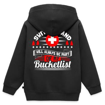 Suisse Etat neutre - Sweat Premium à capuche zippé enfant bio - noir - Dos - AI Model Kid Male (0cm)