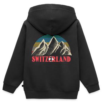 Schweiz Schweizerisch Herkunft Geschenk - Kinder Premium Organic Zip Hoodie - Schwarz - Hinten - AI Model Kid Male (0cm)
