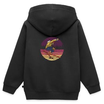 Skifahrer Skifahren Retro - Kinder Premium Organic Zip Hoodie - Schwarz - Hinten - AI Model Kid Male (0cm)