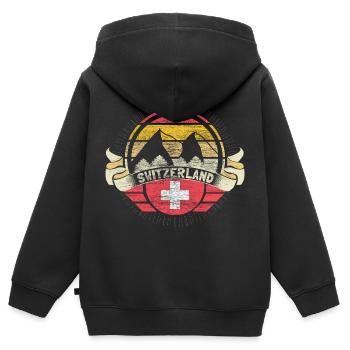 Suisse Etat neutre - Sweat Premium à capuche zippé enfant bio - noir - Dos - AI Model Kid Male (0cm)