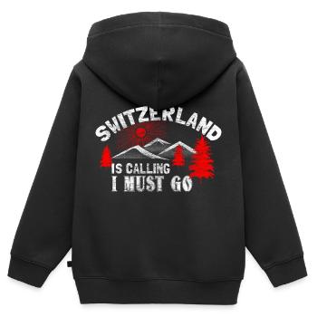 Drapeau de neutralité de la Suisse - Sweat Premium à capuche zippé enfant bio - noir - Dos - AI Model Kid Male (0cm)