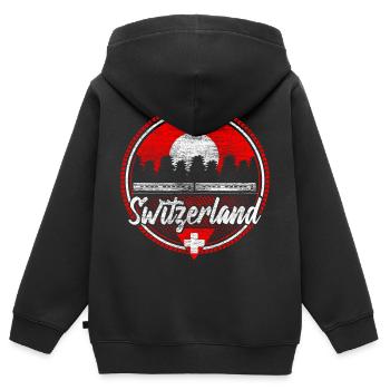 Suisse Fierté Cervin - Sweat Premium à capuche zippé enfant bio - noir - Dos - AI Model Kid Male (0cm)