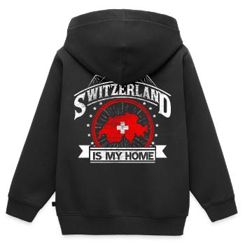 Suisse Alpes Pride - Sweat Premium à capuche zippé enfant bio - noir - Dos - AI Model Kid Male (0cm)