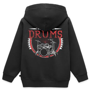 Drums Drumsticks Cadeau - Sweat Premium à capuche zippé enfant bio - noir - Dos - AI Model Kid Male (0cm)