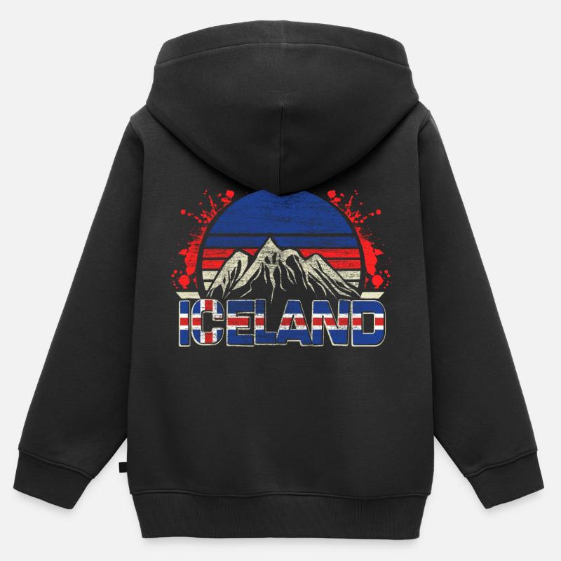 Cadeau Islande Horse Land - Sweat Premium à capuche zippé enfant bio - noir