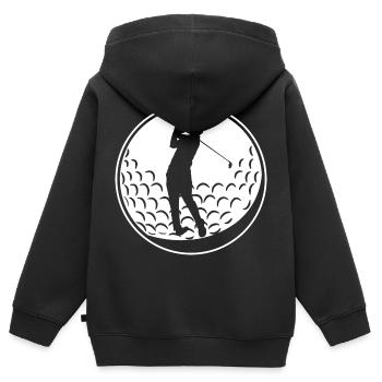 Balle de golf - Sweat Premium à capuche zippé enfant bio - noir - Dos - AI Model Kid Male (0cm)