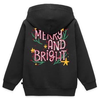 Merry and bright - Kids Premium Organic Zip-up Hoodie - black - Back - AI Model Kid Male (0cm)