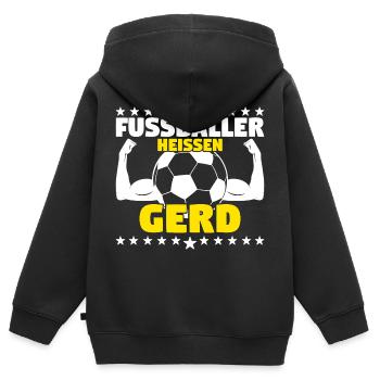 Die besten Fußballer heißen Gerd - Kinder Premium Organic Zip Hoodie - Schwarz - Hinten - AI Model Kid Male (0cm)