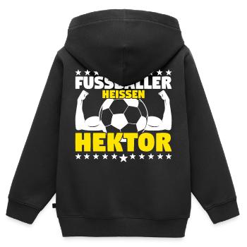Die besten Fußballer heißen Hektor - Kinder Premium Organic Zip Hoodie - Schwarz - Hinten - AI Model Kid Male (0cm)