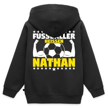 Die besten Fußballer heißen Nathan - Kinder Premium Organic Zip Hoodie - Schwarz - Hinten - AI Model Kid Male (0cm)