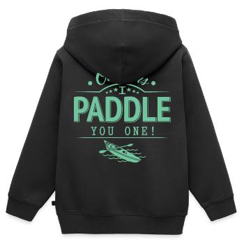 Draußen Paddele ich dir eins - Kinder Premium Organic Zip Hoodie - Schwarz - Hinten - AI Model Kid Male (0cm)