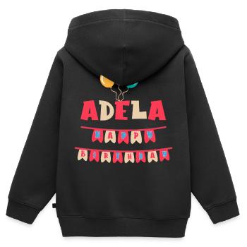Adela T-Shirt Happy Birthday T-Shirt Geschenk - Kinder Premium Organic Zip Hoodie - Schwarz - Hinten - AI Model Kid Male (0cm)