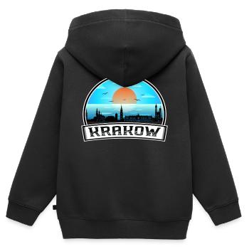 Krakau Polen Skyline Vintage Sunset Travel Souven - Kinder Premium Organic Zip Hoodie - Schwarz - Hinten - AI Model Kid Male (0cm)