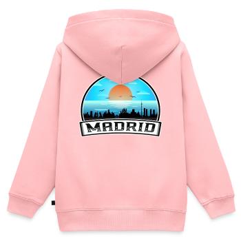 Madrid Spanien Skyline Vintage Sunset Travel Souveni - Kinder Premium Organic Zip Hoodie - Rosa - Hinten - AI Model Kid Female (0cm)