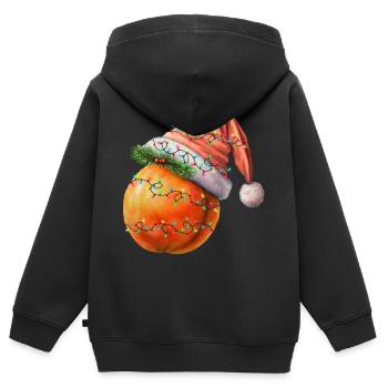 Christmas Pfirsich - Kinder Premium Organic Zip Hoodie - Schwarz - Hinten - AI Model Kid Male (0cm)